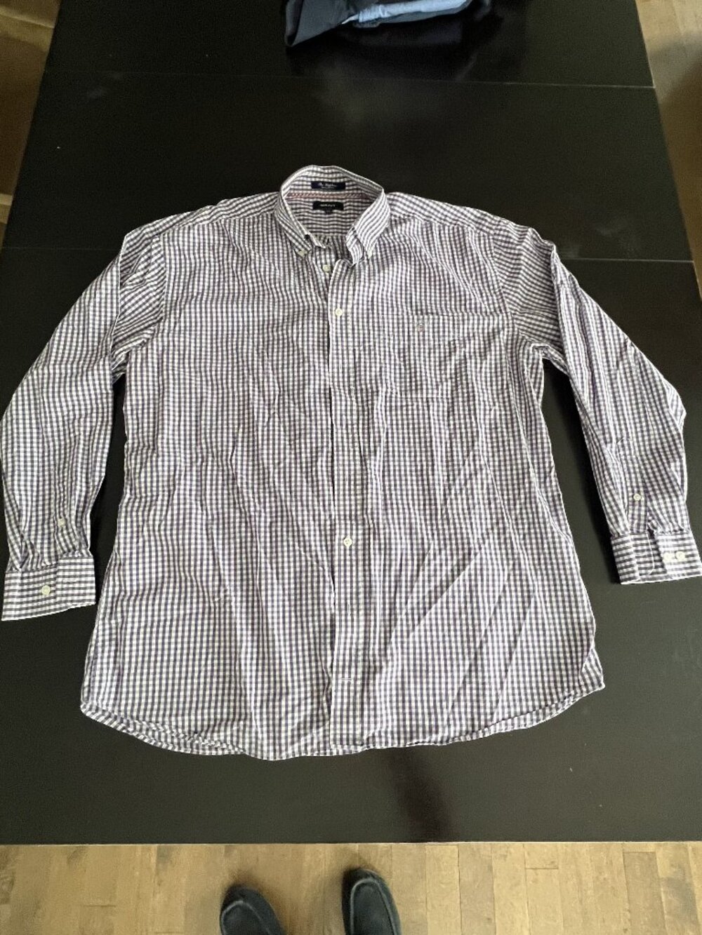 GANT Men’s 2XL Regular Fit Gingham Shirt – Purple & White